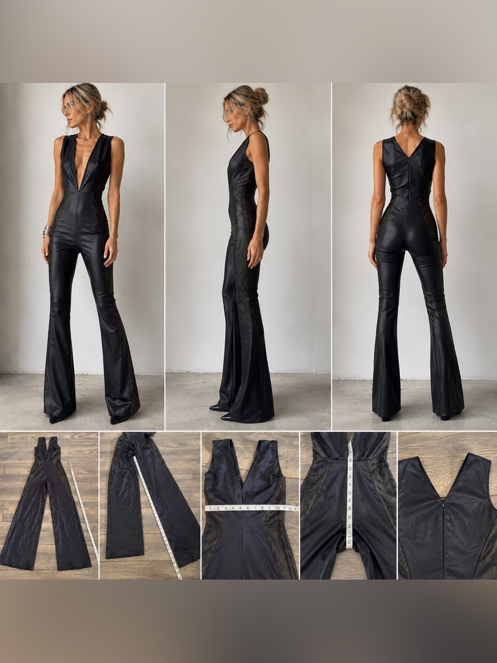 Handmade Avant-Garde Black Wide Leg Jumpsuit | One of a Kind